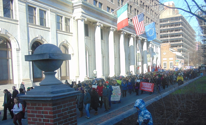 Marching in Central Philadelphia